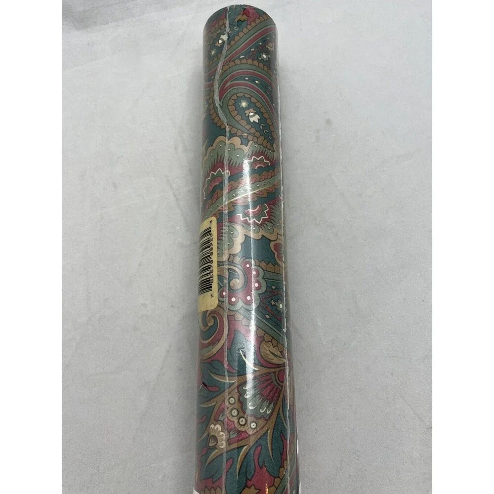 Seabrook Designs Vinyl Covering Wallpaper AG923 Green Burgundy Paisley Floral
